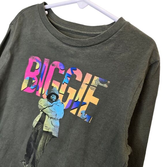 Old Navy Boys S (6-7) Notorious Biggie Graphic Crewneck Long Sleeve Shirt Olive - Picture 4 of 11